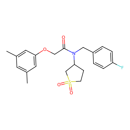 2-(3,5-dimethylphenoxy)-N-(1,1-dioxidotetrahydrothiophen-3-yl)-N-(4-fluorobenzyl)acetamide structure