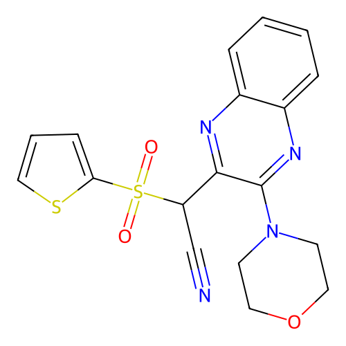 [3-(Morpholin-4-yl)quinoxalin-2-yl](thiophen-2-ylsulfonyl)acetonitrile structure
