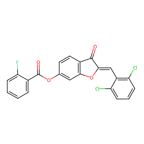 2-[(2,6-Dichlorophenyl)methylene]-3-oxobenzo[3,4-b]furan-6-yl 2-fluorobenzoate structure