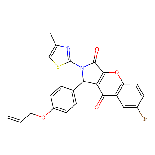 7-bromo-2-(4-methyl-1,3-thiazol-2-yl)-1-[4-(prop-2-en-1-yloxy)phenyl]-1,2-dihydrochromeno[2,3-c]pyrrole-3,9-dione structure