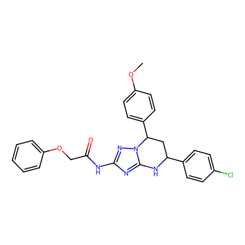 N-(5-(4-chlorophenyl)-7-(4-methoxyphenyl)-4,5,6,7-tetrahydro-[1,2,4]triazolo[1,5-a]pyrimidin-2-yl)-2-phenoxyacetamide structure