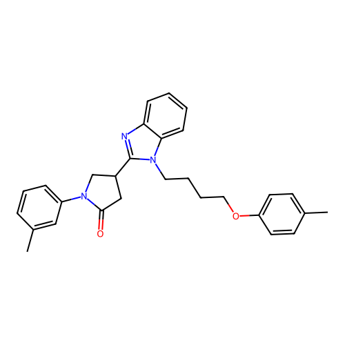 1-(3-methylphenyl)-4-{1-[4-(4-methylphenoxy)butyl]benzimidazol-2-yl}pyrrolidin -2-one structure