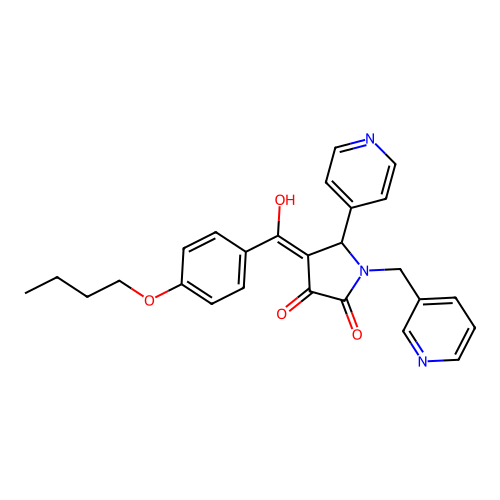 4-(4-butoxybenzoyl)-3-hydroxy-1-[(pyridin-3-yl)methyl]-5-(pyridin-4-yl)-2,5-dihydro-1H-pyrrol-2-one structure