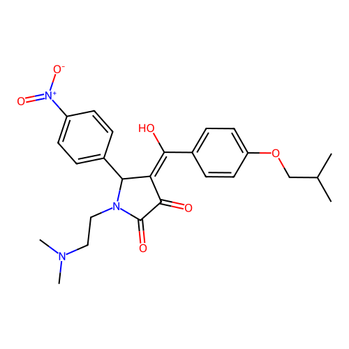 (4E)-1-(2-dimethylaminoethyl)-4-[hydroxy-[4-(2-methylpropoxy)phenyl]methylidene]-5-(4-nitrophenyl)pyrrolidine-2,3-dione structure