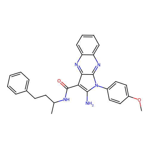 2-amino-1-(4-methoxyphenyl)-N-(4-phenylbutan-2-yl)-1H-pyrrolo[2,3-b]quinoxaline-3-carboxamide structure
