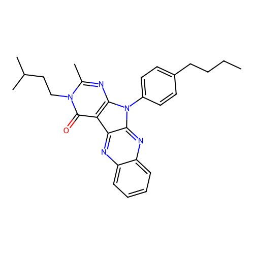 11-(4-butylphenyl)-2-methyl-3-(3-methylbutyl)-3,11-dihydro-4H-pyrimido[5',4':4,5]pyrrolo[2,3-b]quinoxalin-4-one structure
