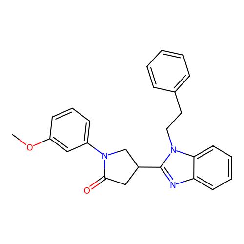 1-(3-methoxyphenyl)-4-(1-phenethyl-1H-benzo[d]imidazol-2-yl)pyrrolidin-2-one structure