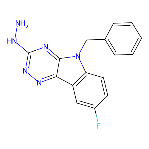 5-benzyl-8-fluoro-3-hydrazinyl-5H-[1,2,4]triazino[5,6-b]indole structure