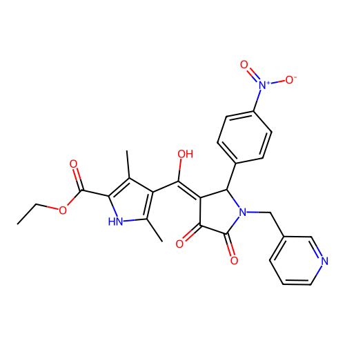 ethyl 4-(4-hydroxy-2-(4-nitrophenyl)-5-oxo-1-(pyridin-3-ylmethyl)-2,5-dihydro-1H-pyrrole-3-carbonyl)-3,5-dimethyl-1H-pyrrole-2-carboxylate structure