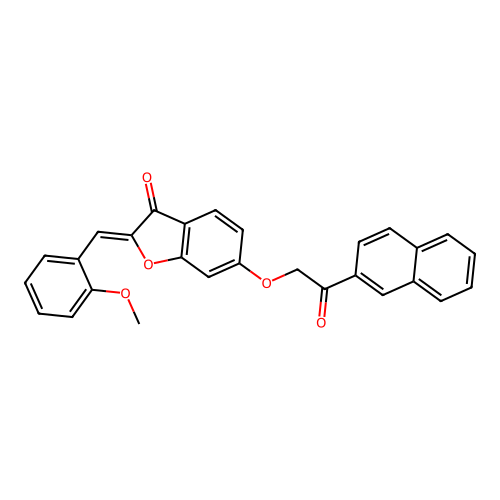 (Z)-2-(2-methoxybenzylidene)-6-(2-(naphthalen-2-yl)-2-oxoethoxy)benzofuran-3(2H)-one structure