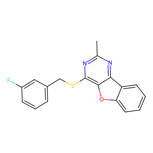 4-[(3-Fluorobenzyl)sulfanyl]-2-methyl[1]benzofuro[3,2-d]pyrimidine structure