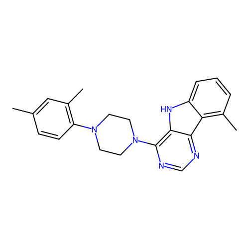4-[4-(2,4-dimethylphenyl)piperazin-1-yl]-9-methyl-5H-pyrimido[5,4-b]indole structure