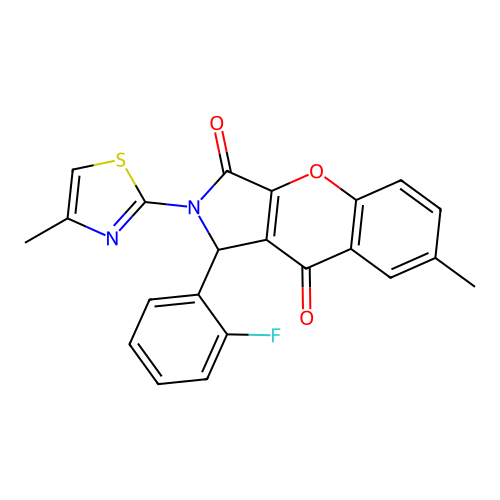 1-(2-fluorophenyl)-7-methyl-2-(4-methylthiazol-2-yl)-1,2-dihydrochromeno[2,3-c]pyrrole-3,9-dione structure