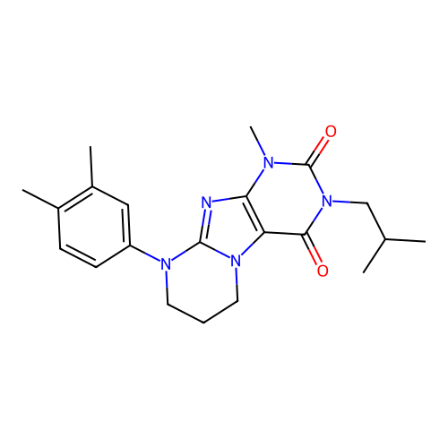 9-(3,4-dimethylphenyl)-1-methyl-3-(2-methylpropyl)-6,7,8,9-tetrahydropyrimido[2,1-f]purine-2,4(1H,3H)-dione structure