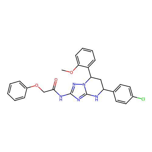 N-(5-(4-chlorophenyl)-7-(2-methoxyphenyl)-4,5,6,7-tetrahydro-[1,2,4]triazolo[1,5-a]pyrimidin-2-yl)-2-phenoxyacetamide structure