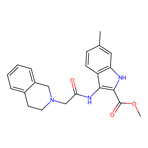Methyl 3-[[2-(3,4-dihydro-1H-isoquinolin-2-yl)acetyl]amino]-6-methyl-1H-indole-2-carboxylate structure