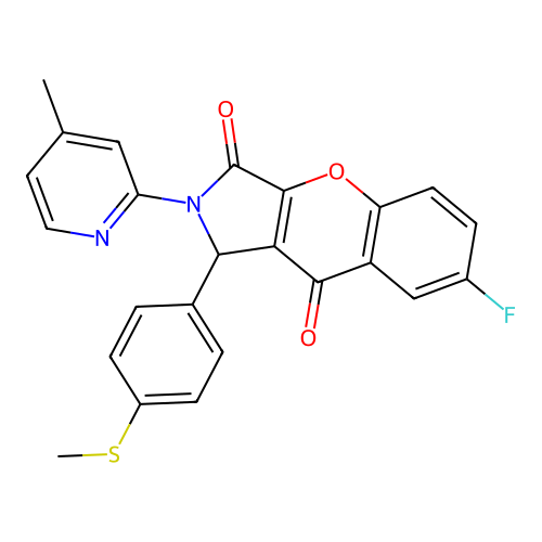 7-fluoro-2-(4-methylpyridin-2-yl)-1-(4-(methylthio)phenyl)-1,2-dihydrochromeno[2,3-c]pyrrole-3,9-dione structure