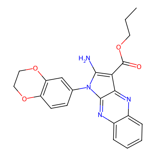 propyl 2-amino-1-(2,3-dihydro-1,4-benzodioxin-6-yl)-1H-pyrrolo[2,3-b]quinoxaline-3-carboxylate structure