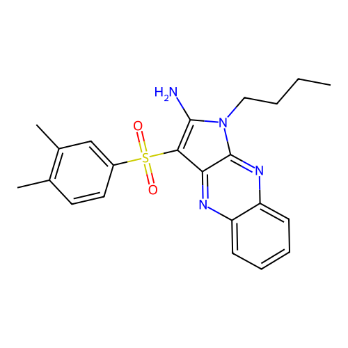 1-butyl-3-((3,4-dimethylphenyl)sulfonyl)-1H-pyrrolo[2,3-b]quinoxalin-2-amine structure