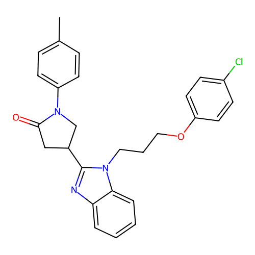 4-(1-(3-(4-chlorophenoxy)propyl)-1H-benzo[d]imidazol-2-yl)-1-(p-tolyl)pyrrolidin-2-one structure