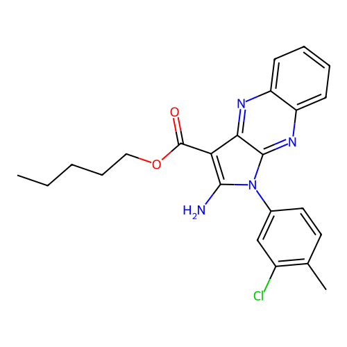 pentyl 2-amino-1-(3-chloro-4-methylphenyl)-1H-pyrrolo[2,3-b]quinoxaline-3-carboxylate structure