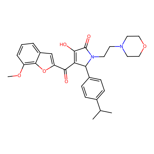3-Hydroxy-4-[(7-methoxybenzo[d]furan-2-yl)carbonyl]-5-[4-(methylethyl)phenyl]-1-(2-morpholin-4-ylethyl)-3-pyrrolin-2-one structure