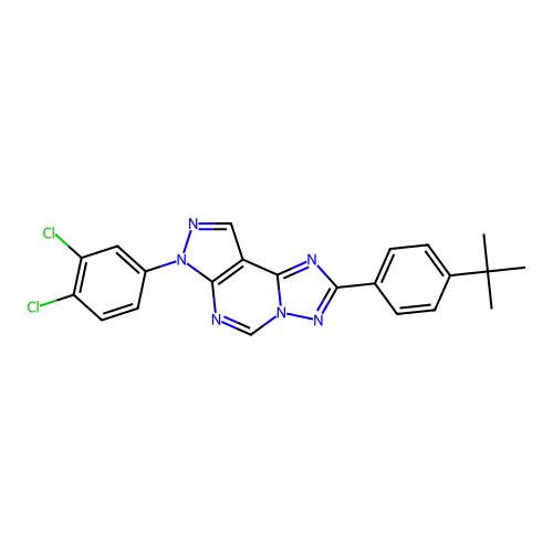 2-(4-tert-butylphenyl)-7-(3,4-dichlorophenyl)-7H-pyrazolo[4,3-e][1,2,4]triazolo[1,5-c]pyrimidine structure