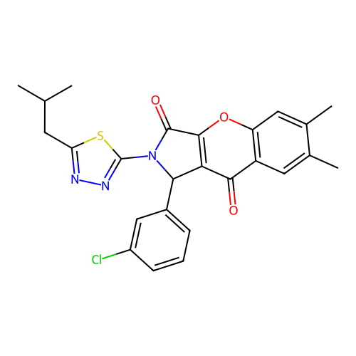 1-(3-chlorophenyl)-2-(5-isobutyl-1,3,4-thiadiazol-2-yl)-6,7-dimethyl-1,2-dihydrochromeno[2,3-c]pyrrole-3,9-dione structure