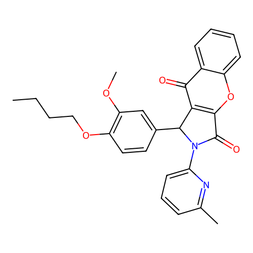 1-(4-butoxy-3-methoxyphenyl)-2-(6-methylpyridin-2-yl)-1,2-dihydrochromeno[2,3-c]pyrrole-3,9-dione structure