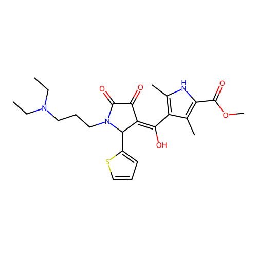 methyl 4-({1-[3-(diethylamino)propyl]-4-hydroxy-5-oxo-2-(2-thienyl)(3-pyrrolin -3-yl)}carbonyl)-3,5-dimethylpyrrole-2-carboxylate structure