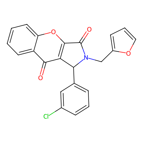 1-(3-chlorophenyl)-2-(furan-2-ylmethyl)-1,2-dihydrochromeno[2,3-c]pyrrole-3,9-dione structure
