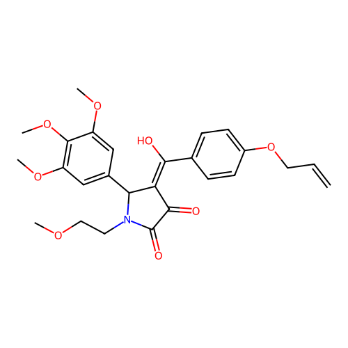 (4E)-4-[hydroxy-(4-prop-2-enoxyphenyl)methylidene]-1-(2-methoxyethyl)-5-(3,4,5-trimethoxyphenyl)pyrrolidine-2,3-dione structure
