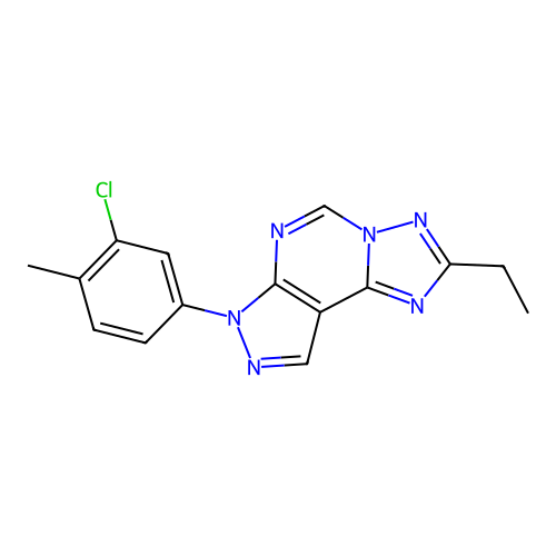 7-(3-chloro-4-methylphenyl)-2-ethyl-7H-pyrazolo[4,3-e][1,2,4]triazolo[1,5-c]pyrimidine structure