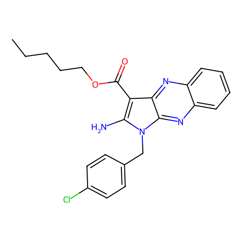 pentyl 2-amino-1-(4-chlorobenzyl)-1H-pyrrolo[2,3-b]quinoxaline-3-carboxylate structure
