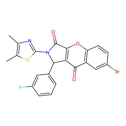 7-bromo-2-(4,5-dimethyl-1,3-thiazol-2-yl)-1-(3-fluorophenyl)-1,2-dihydrochromeno[2,3-c]pyrrole-3,9-dione structure