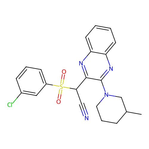 [(3-chlorophenyl)sulfonyl][3-(3-methylpiperidin-1-yl)quinoxalin-2-yl]acetonitrile structure
