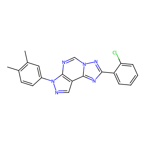 2-(2-chlorophenyl)-7-(3,4-dimethylphenyl)-7H-pyrazolo[4,3-e][1,2,4]triazolo[1,5-c]pyrimidine structure