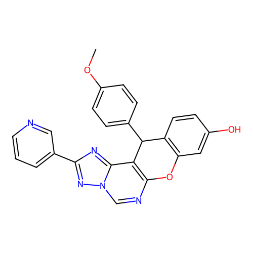 12-(4-methoxyphenyl)-2-(pyridin-3-yl)-12H-chromeno[3,2-e][1,2,4]triazolo[1,5-c]pyrimidin-9-ol structure