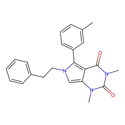 1,3-dimethyl-5-(3-methylphenyl)-6-phenethylpyrrolo[3,4-d]pyrimidine-2,4-dione structure