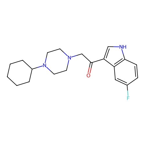 2-(4-cyclohexylpiperazin-1-yl)-1-(5-fluoro-1H-indol-3-yl)ethanone structure