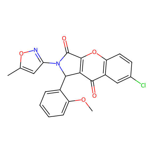7-chloro-1-(2-methoxyphenyl)-2-(5-methylisoxazol-3-yl)-1,2-dihydrochromeno[2,3-c]pyrrole-3,9-dione structure
