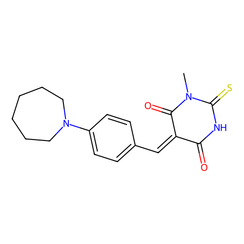 (Z)-5-(4-(azepan-1-yl)benzylidene)-1-methyl-2-thioxodihydropyrimidine-4,6(1H,5H)-dione structure