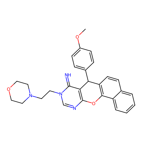7-(4-methoxyphenyl)-9-[2-(morpholin-4-yl)ethyl]-7,9-dihydro-8H-benzo[7,8]chromeno[2,3-d]pyrimidin-8-imine structure