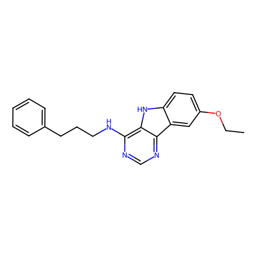 8-ethoxy-N-(3-phenylpropyl)-5H-pyrimido[5,4-b]indol-4-amine structure