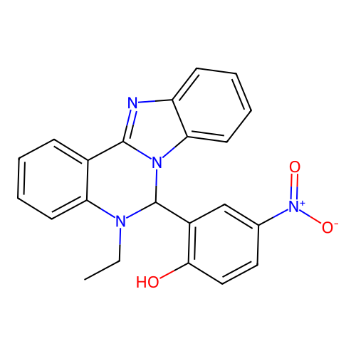 2-(5-Ethyl-5,6-dihydro[1,3]benzimidazo[1,2-C]quinazolin-6-YL)-4-nitrophenol structure
