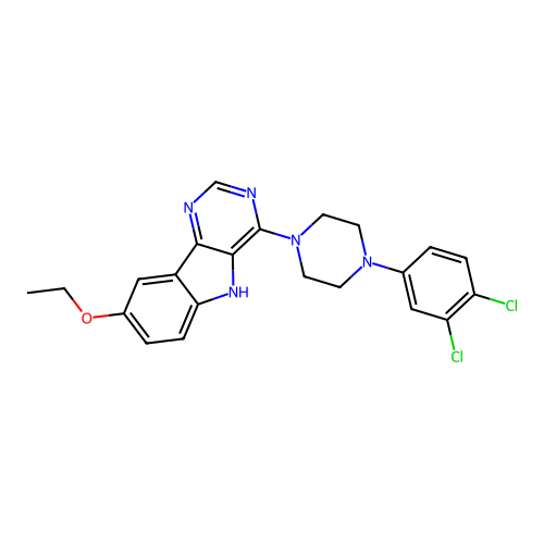 4-[4-(3,4-dichlorophenyl)piperazin-1-yl]-8-ethoxy-5H-pyrimido[5,4-b]indole structure
