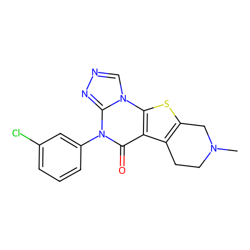 4-(3-chlorophenyl)-8-methyl-6,7,8,9-tetrahydropyrido[4',3':4,5]thieno[3,2-e][1,2,4]triazolo[4,3-a]pyrimidin-5(4H)-one structure