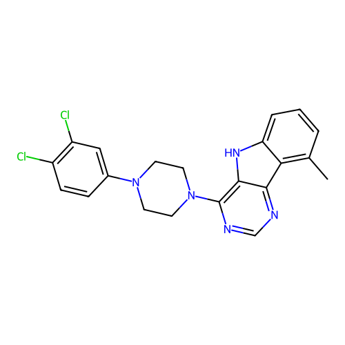4-[4-(3,4-dichlorophenyl)piperazin-1-yl]-9-methyl-5H-pyrimido[5,4-b]indole structure