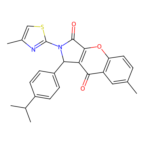 1-(4-isopropylphenyl)-7-methyl-2-(4-methylthiazol-2-yl)-1,2-dihydrochromeno[2,3-c]pyrrole-3,9-dione structure
