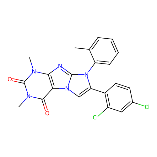 7-(2,4-dichlorophenyl)-2,4-dimethyl-6-(2-methylphenyl)purino[7,8-a]imidazole-1,3-dione structure
